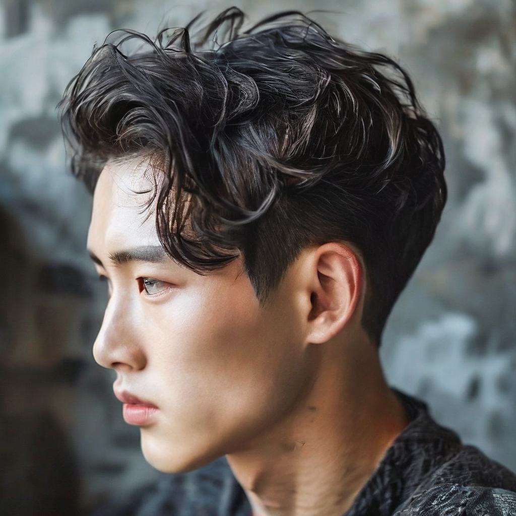 a korean man with a short undercut hairstyle