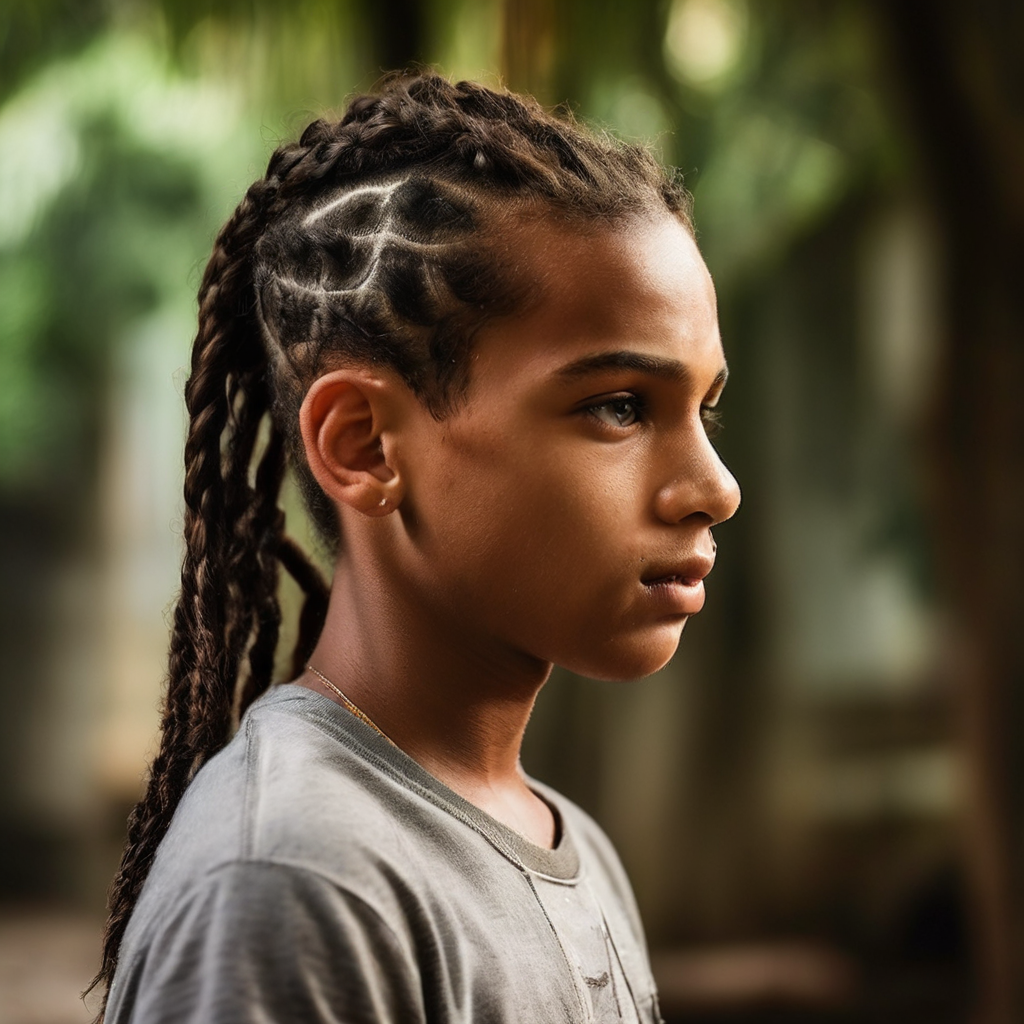 image text: boy with cornrows
